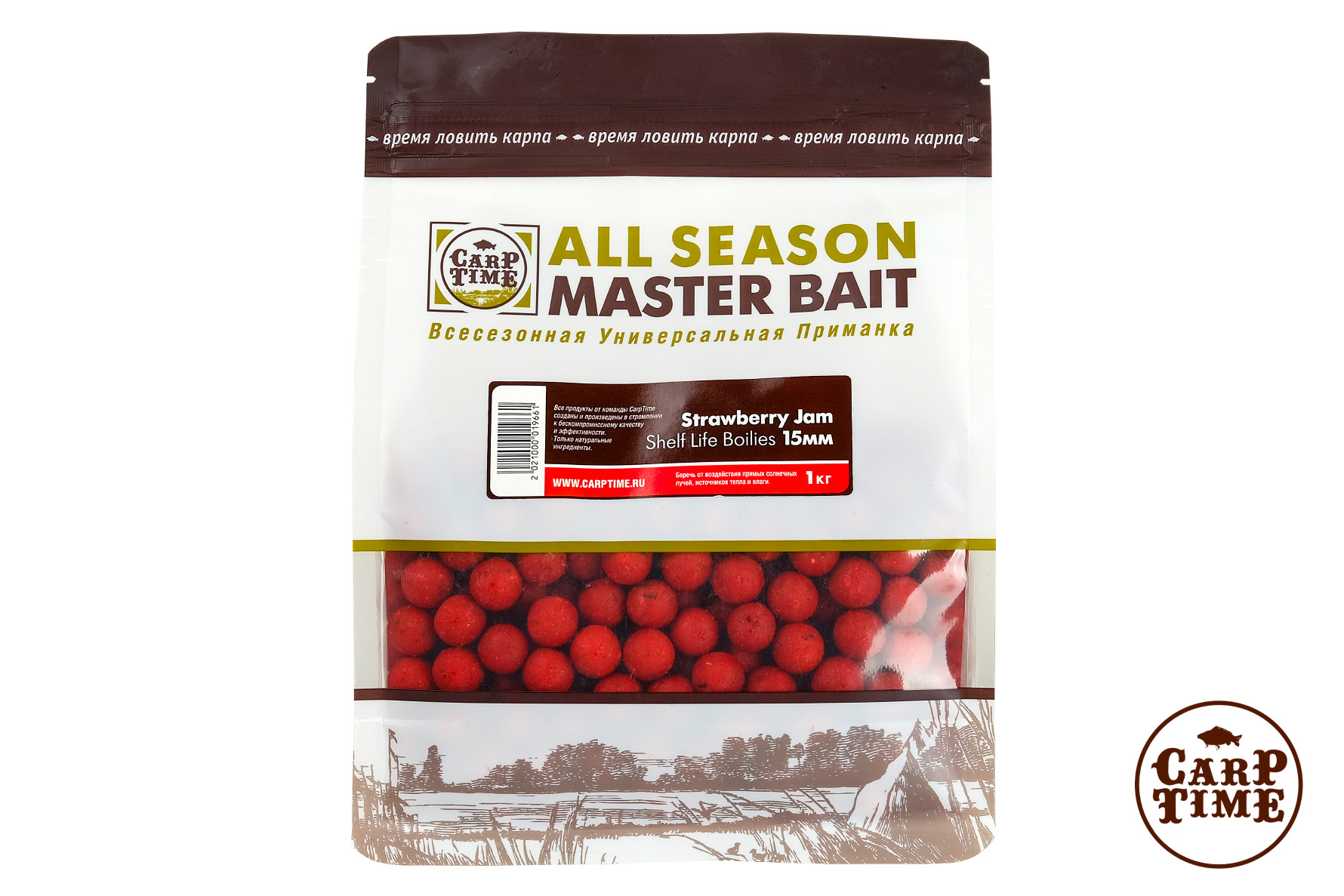 CarpTime MASTER BAIT бойлы Strawberry Jam (Клубничный Джем) 1кг. Карповый  интернет магазин. Купить карповые снасти с доставкой.